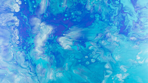 Wallpaper Fluid, Blue, White, Art, Paint, Abstract, Liquid