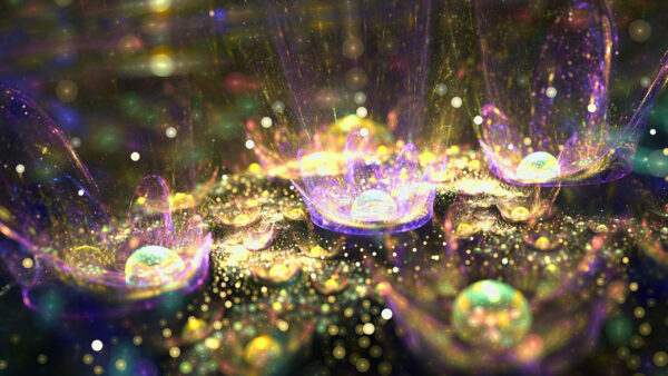 Wallpaper Desktop, Fractal, Glittering, Glitter, Flowers