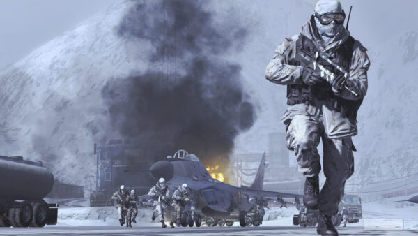 Wallpaper Duty, Weapons, With, Smoke, Near, Soldiers, And, Call, Black, Desktop, Plane