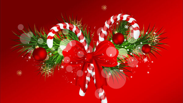 Wallpaper Red, Canes, Candy, Cane, Decorations, Christmas, Bow, Desktop, With