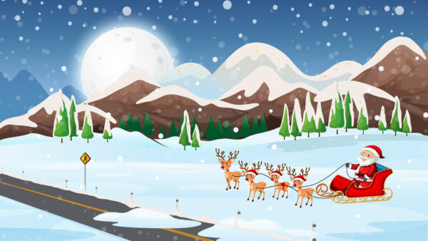 Wallpaper Santa, Christmas, Background, Winter, Nature, Claus, Reindeer