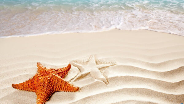 Wallpaper Star, Waves, Beach, Sand