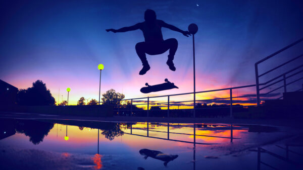 Wallpaper Skater, Silhouette, Sunset