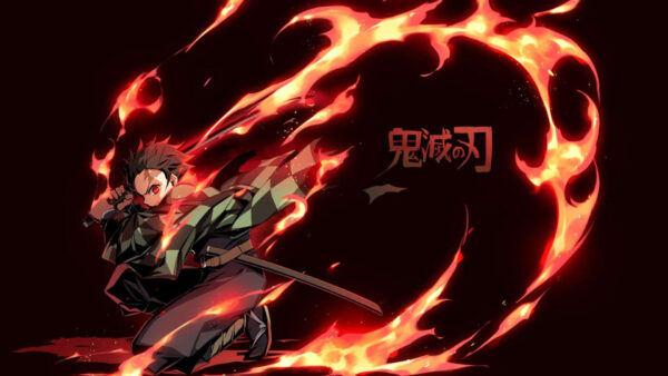 Wallpaper Kamado, Sword, Fire, With, Kimetsu, Slayer, Tanjiro, Background, Yaiba, Demon