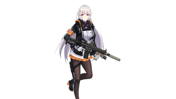 Wallpaper Eyes, White, Girl, With, Red, Gun, Background, Desktop, Frontline, Girls, Games