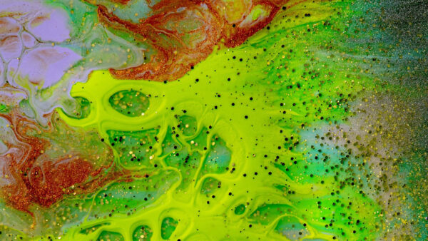 Wallpaper Green, Desktop, Abstract, Paint, Spots, Liquid, Red