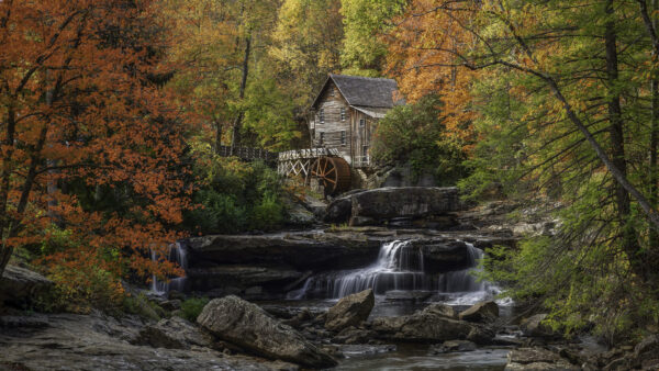 Wallpaper Nature, Around, Desktop, Watermill, Trees, And, River, Waterfall