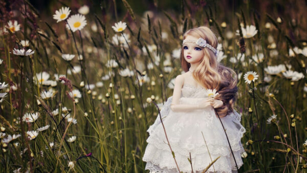 Wallpaper Flower, Gown, White, Desktop, Doll, With, Cute