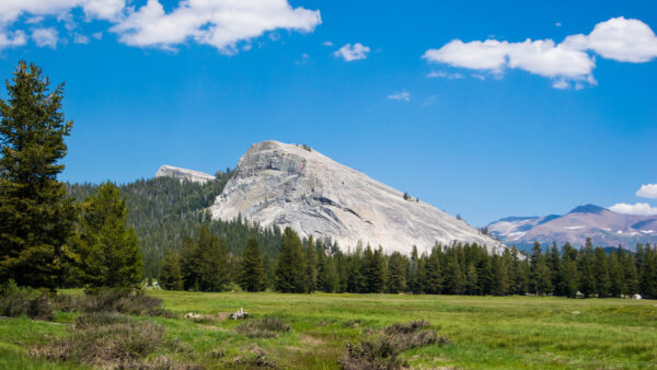 Wallpaper Trees, Clouds, Rock, White, Green, Nature, Under, Blue, Grass, Bushes, Desktop, Sky, Mobile, Mountain