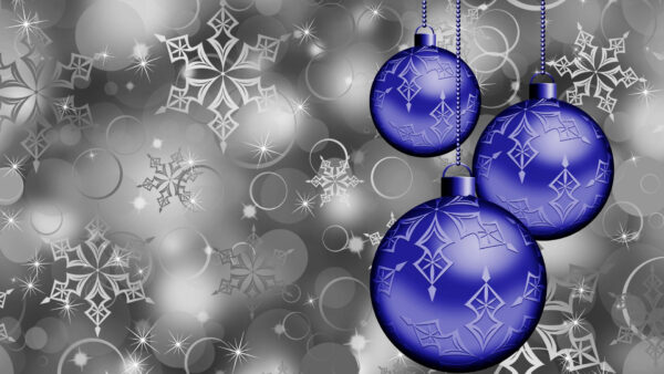 Wallpaper Desktop, Snowflake, Ornaments, Christmas, Sparkles, Blue, Silver, Artistic