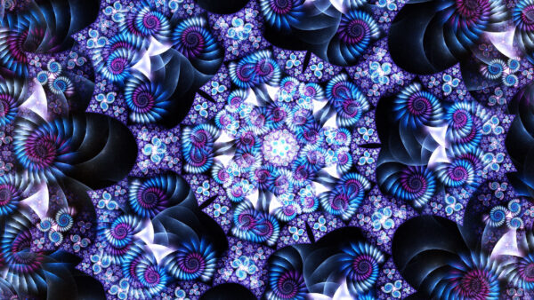 Wallpaper Abstract, Pink, Spirals, Blue, Fractal, Kaleidoscope, Abstraction, Grey