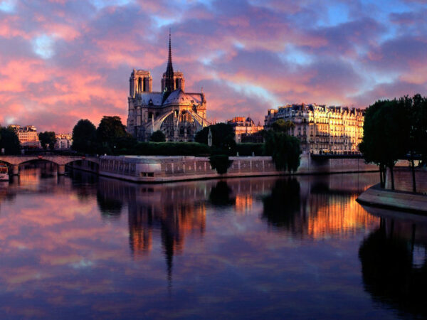 Wallpaper Dame, France, Sunrise, Paris, Notre