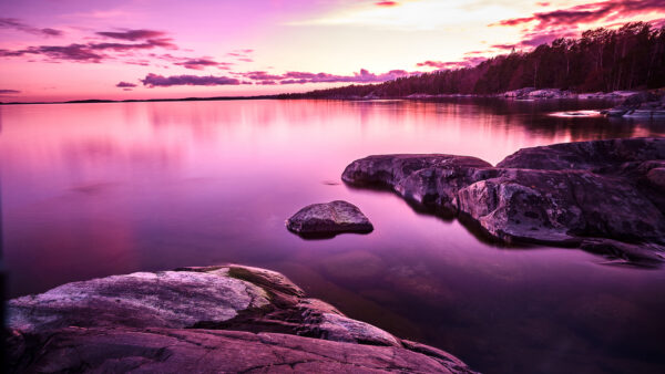 Wallpaper Purple, Sunset, Landscape