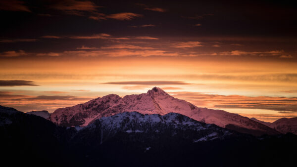 Wallpaper Sunset, Mountains