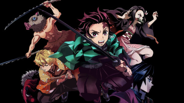 Wallpaper Purple, Desktop, Anime, Giyuu, Blonde, Sakonji, With, Blue, Demon, Yaiba, Tomioka, Inosuke, Nezuko, Black, Hashibira, Eyes, Slayer, Urokodak, Hair, Kimetsu, Background, Kamado, Mask