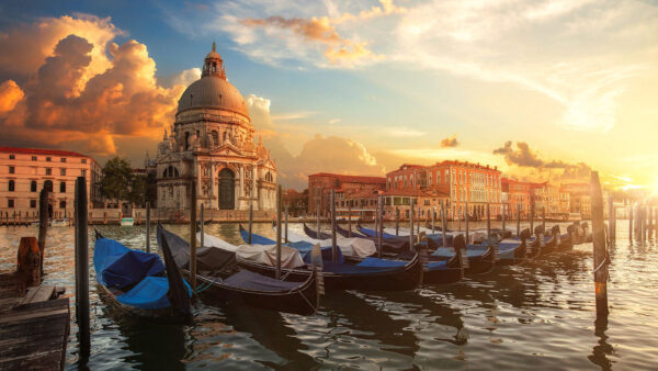 Wallpaper Desktop, Italy, Venice, Travel, Dome, Cathedral, Boat, And, Canal, Gondola, House, Grand