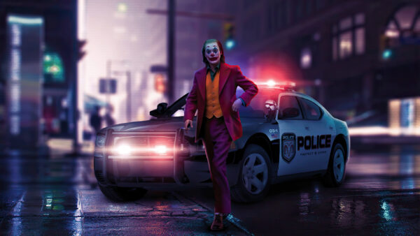 Wallpaper Background, Car, Standing, Joker, Police