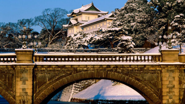 Wallpaper With, Snow, Bridge, Japan, Covered, Palace, Travel