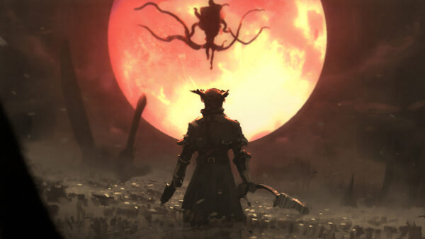 Wallpaper Blood, Warrior, Moon, Bloodborne