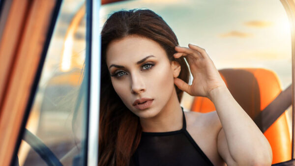 Wallpaper Driving, Car, Desktop, Model, Simona, Hyun, Gray, Eyes, With