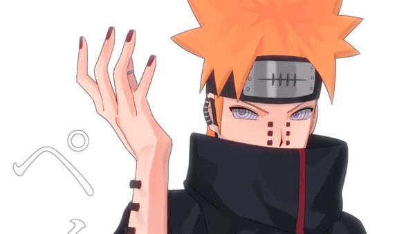 Wallpaper Naruto, White, Pain, Background, Black, Dress, Redhead