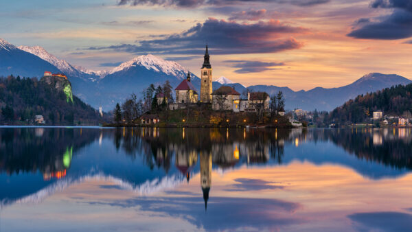 Wallpaper Mary, Travel, Slovenia, Water, Church, Reflection, Lake, Assumption, Bled