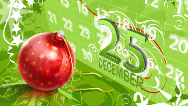 Wallpaper With, Date, Christmas, Red, Decoration, Ball