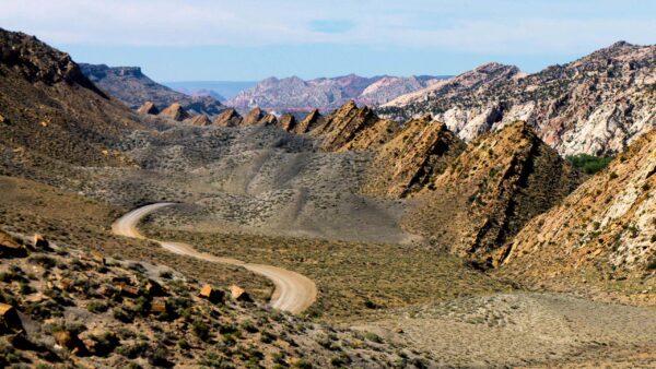 Wallpaper Bushes, Sky, Mountains, Under, Blue, Road, Hills, Nature, Rock