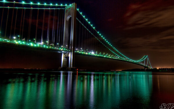 Wallpaper View, Night, Golden, Gate, Bridge