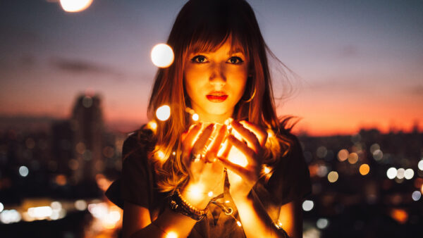 Wallpaper Portrait, Beautiful, Girl, Lights