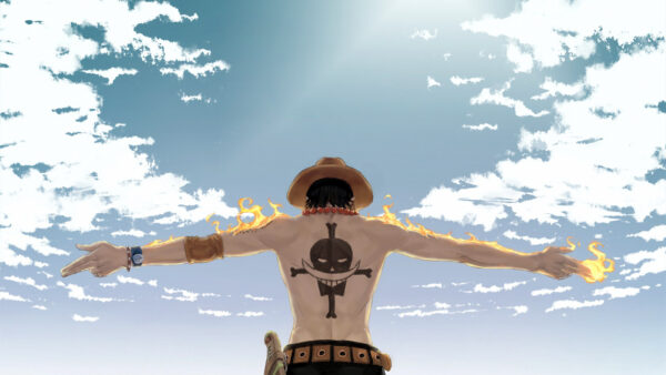 Wallpaper Anime, Sunny, Piece, View, Back, During, Day, One, Cloud, Boy, Flame, Hat, Desktop, With