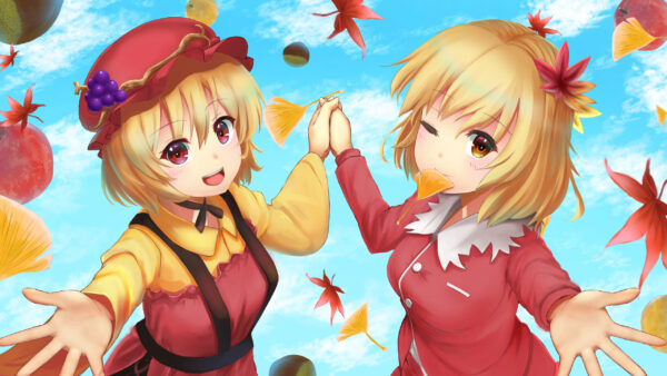 Wallpaper Touhou, Desktop, Minoriko, Shizuha, Anime, Aki