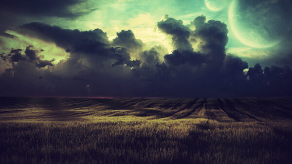 Wallpaper Nature, Under, Dark, Clouds, Field, Desktop
