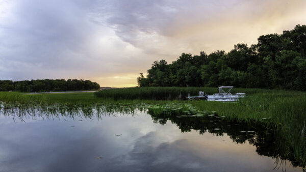 Wallpaper Trees, White, Boat, Water, Grass, Clouds, Nature, Desktop, River, Under, Forest, Reflection, Mobile, Green