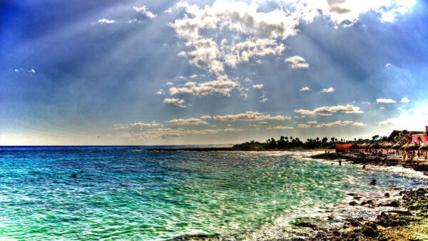 Wallpaper Coast, Sky, Nature, Sunbeam, Ocean, Beach, Clouds, Sea