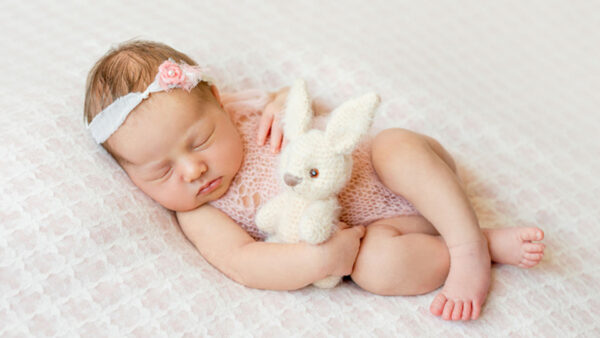 Wallpaper Baby, Sleeping, Holding, Rabbit, Toy, Cute, Child