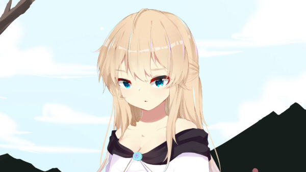 Wallpaper Background, Black, Girl, White, Dress, Blue, Eyes, Anime, Sky