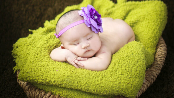 Wallpaper Green, Headband, Cute, Child, Flower, Baby, Sleeping, Having, Turkey, Purple, Towel