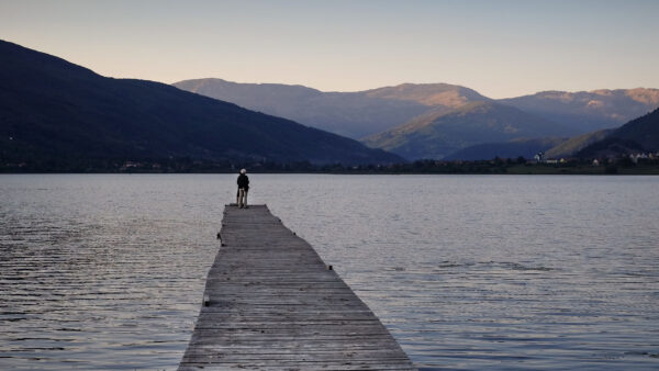 Wallpaper Alone, Pier, Standing, Lake, Man, Looking, Sad