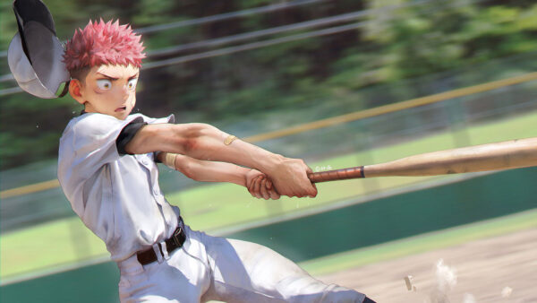 Wallpaper Yuji, Jujutsu, Kaisen, Itadori, Bat, Baseball, Boy, Hair, Pink