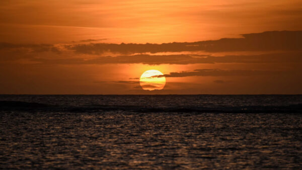 Wallpaper Ocean, Nature, Waves, Sunset, Horizon, During