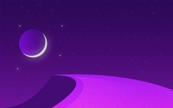 Wallpaper Moon, Purple, Night, Evening, Ramadan
