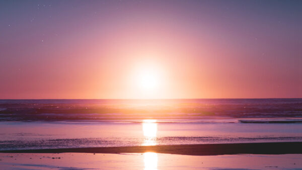 Wallpaper Sunset, Seascape, Beach