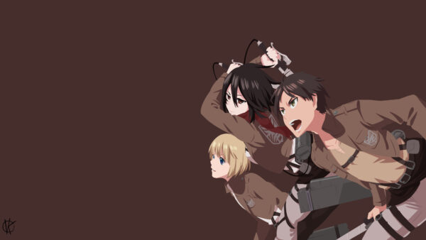 Wallpaper Brown, Mikasa, With, Desktop, Eren, Background, Ackerman, Titan, Anime, Yeager, Attack, Arlert, Armin