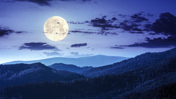 Wallpaper Desktop, Landscape, Nighttime, Dark, With, Mobile, Nature, Full, Mountain, Under, During, Moon, Sky