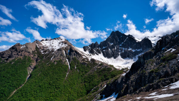 Wallpaper Mountain, Mobile, Argentina, Patagonia, Snow, Under, Clouds, Desktop, With, Blue, Sky, Nature