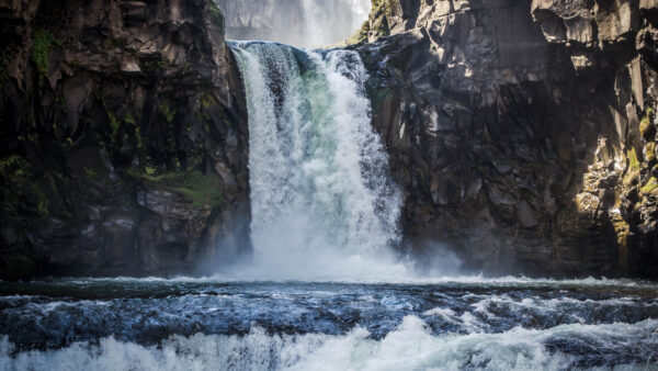 Wallpaper Waterfalls, Nature, Rock, Desktop, Mountain, Between, Mobile