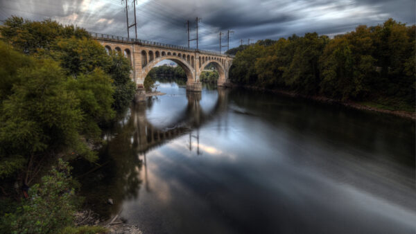 Wallpaper Travel, Trees, Surrounded, Green, Bridge, Between, Desktop, Mobile, River