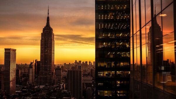 Wallpaper City, During, Buildings, Sunset, Desktop, New, York