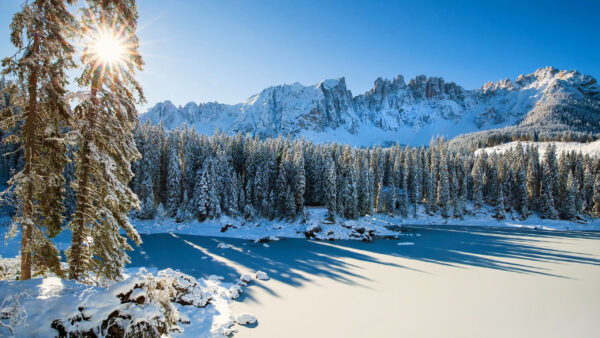 Wallpaper With, Forest, Desktop, Winter, Italy, Dolomites, Sunbeam